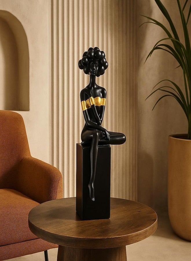 اكستور تمثال امرأة تجريدي عصري من إكستوري | قطعة ديكور منزلية من الراتنج | قطعة فنية فريدة لغرفة المعيشة أو المكتب أو المعرض | تصميم معاصر وأنيق - أسود - Image 1